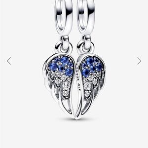 Pandora Silver Wing Charms with Sapphire Blue Accents